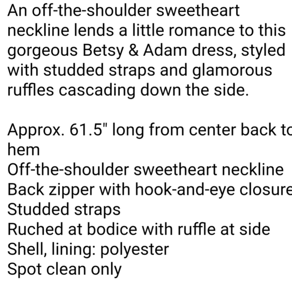 NEW Betsy & Adam Off Shoulder Dress Beaded Gown Ruching Celeb Style Event Prom - Picture 3 of 16